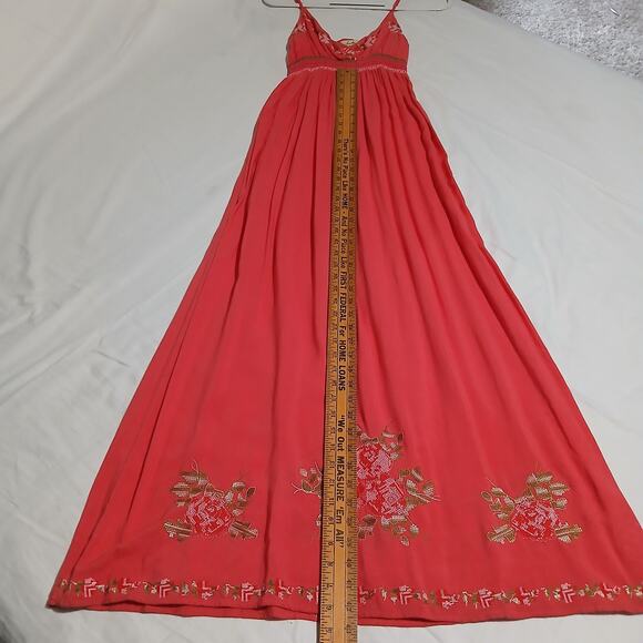 Twenty One S adjustable spaghetti strap v neck empire waist maxi sundress Coral - Picture 1 of 11